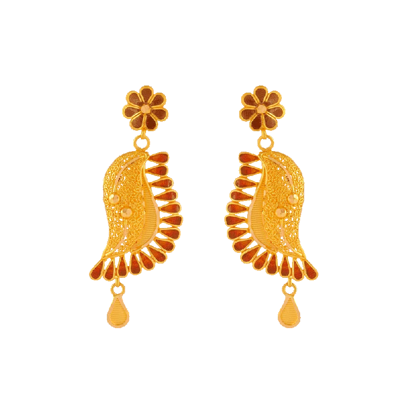 Colorful Resin Earrings-22KT Yellow Gold Jhumki Earrings For Women