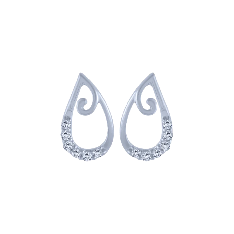 Chic Silver Stud Earrings-18KT (750) White Gold And Diamond Stud Earrings For Women