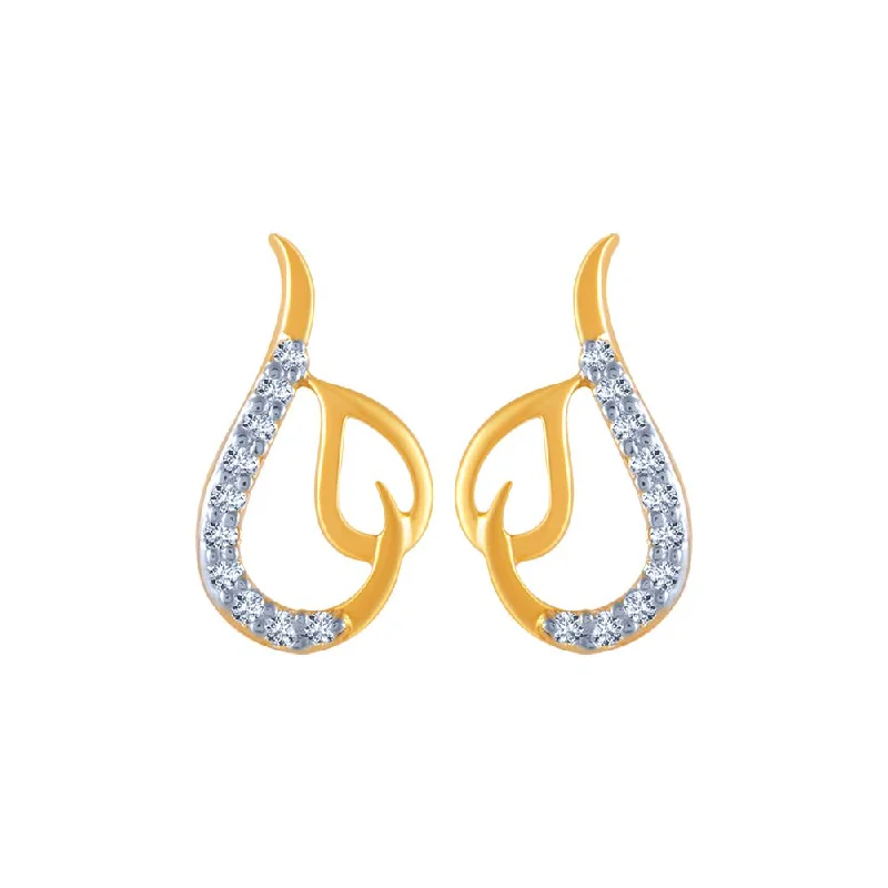 Large Drop Earrings-18k (750) Yellow Gold And Diamond Stud Earrings For Women