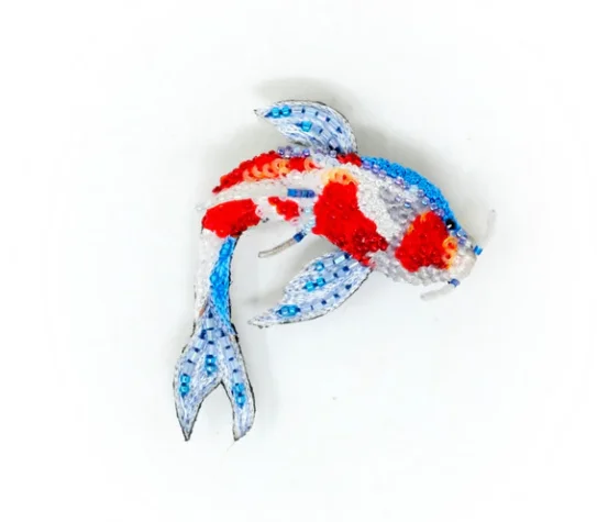 Elegant Brooch with Rose Gold Detailing-Elegant Brooch with Rose Gold Detailing-Trovelore - Kohaku Koi Fish Brooch Pin