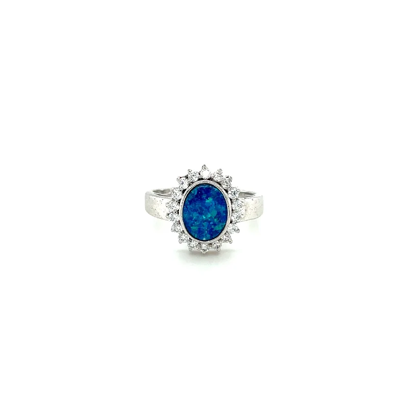 Unique Stackable Rings-SPECIAL: Lady's Sterling Silver Ring Opal Jewelry