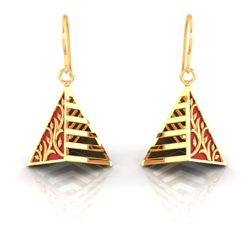 Swarovski Crystal Earrings-22k Magnificent Reddish-conical Gold Earrings