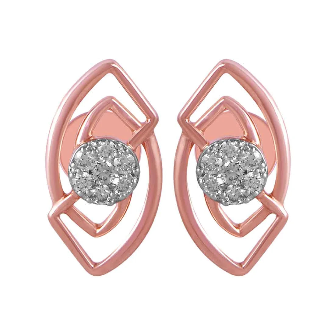 Luxury Pearl Earrings-14KT (585) Rose Gold & Beautiful Diamond Stud Earrings