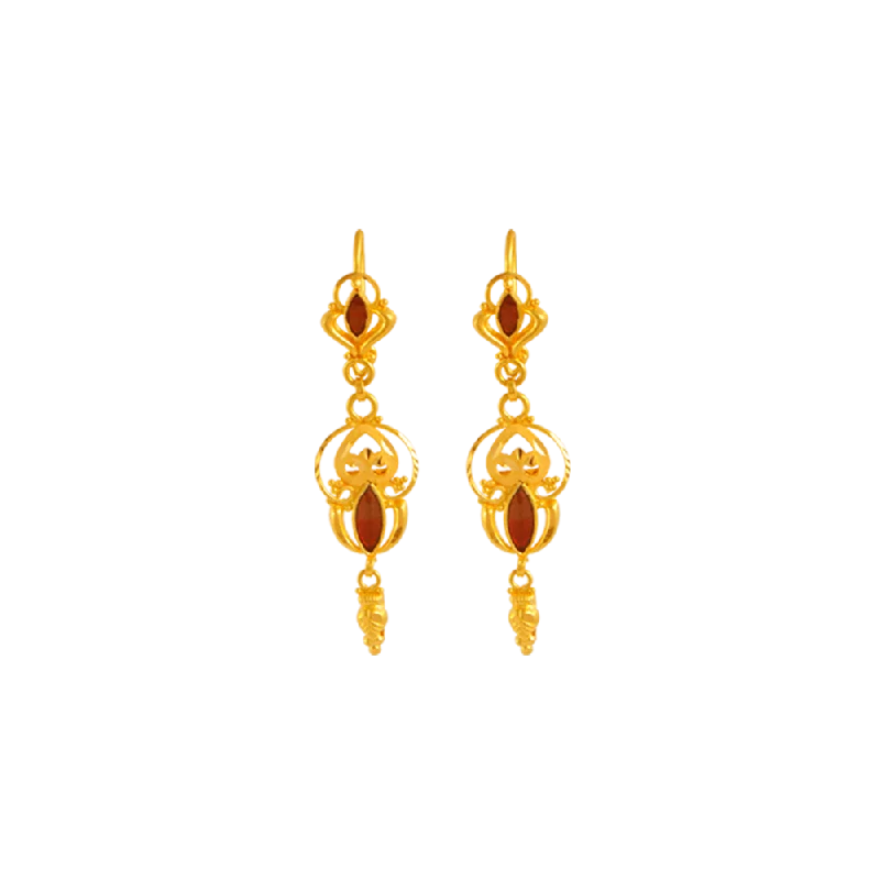 Trendy Dangle Earrings-22KT Yellow Gold Jhumki Earrings For Women