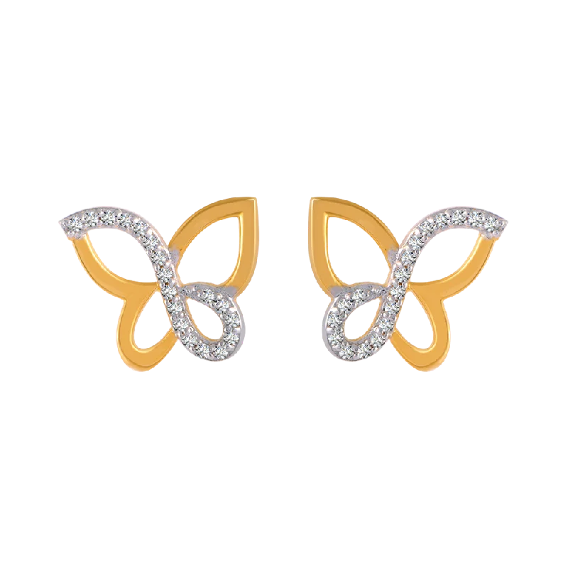 Luxury Diamond Earrings-14KT (585) Yellow Gold And American Diamond Stud Earrings For Women