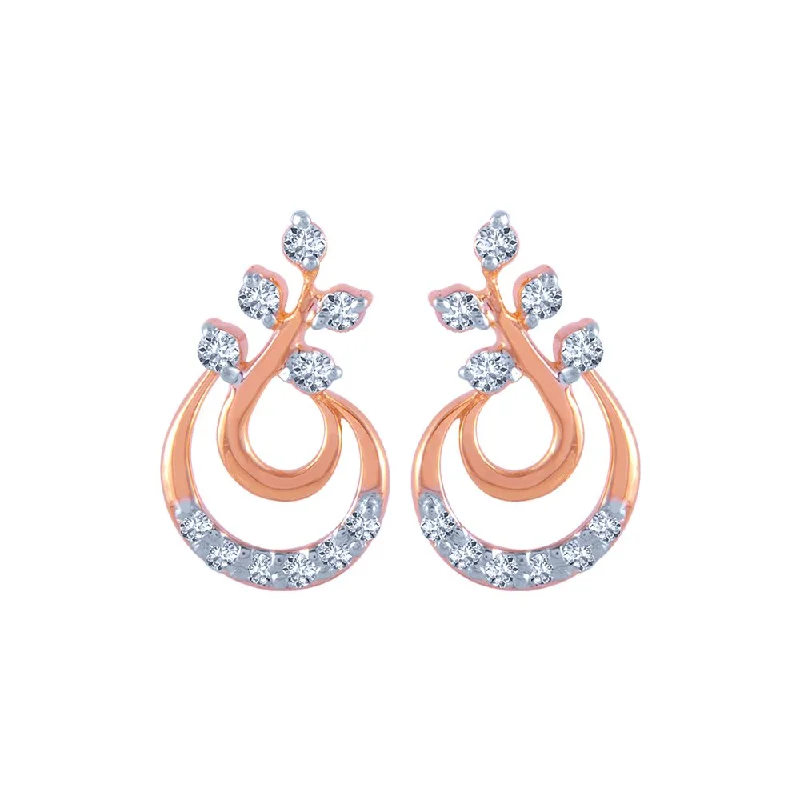 Gemstone Dangle Earrings-18k (750) Rose Gold And Diamond Stud Earrings For Women