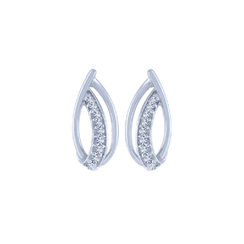 Simple Silver Earrings-18KT (750) White Gold And Diamond Stud Earrings For Women