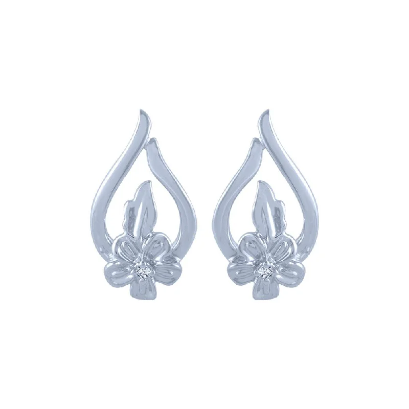 Abstract Earrings for Women-18k (750) White Gold And Diamond Stud Earrings For Women