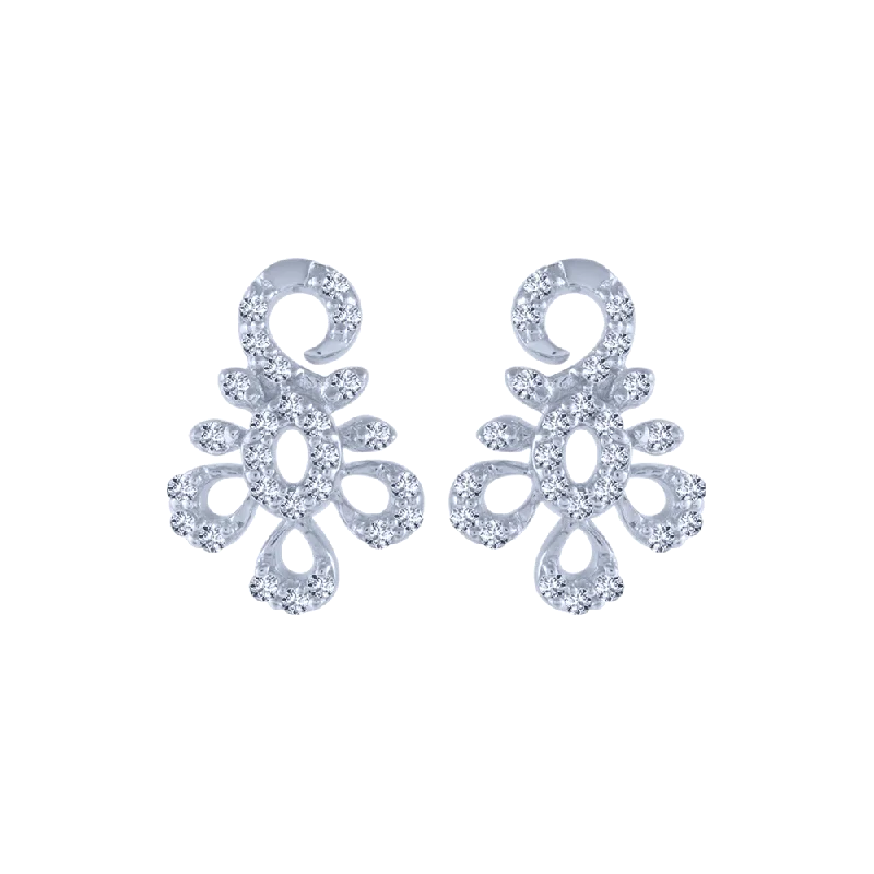 Elegant Crystal Earrings-18KT (750) White Gold And Diamond Stud Earrings For Women