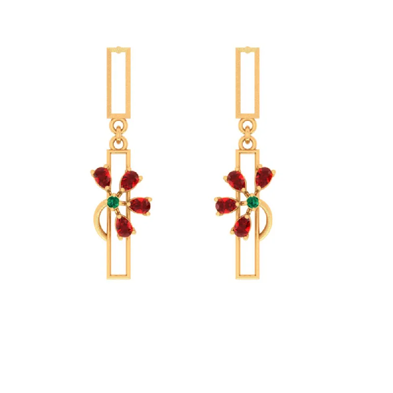 Precious Stone Earrings-Blossoming Gold Earrings