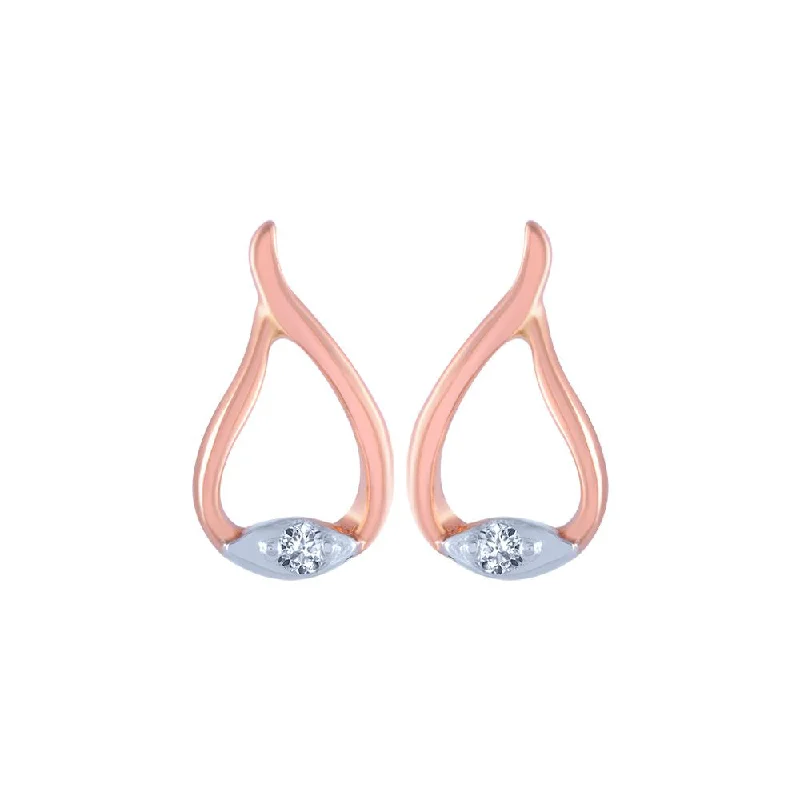 Geometric Earrings-18k (750) Rose Gold And Diamond Stud Earrings For Women