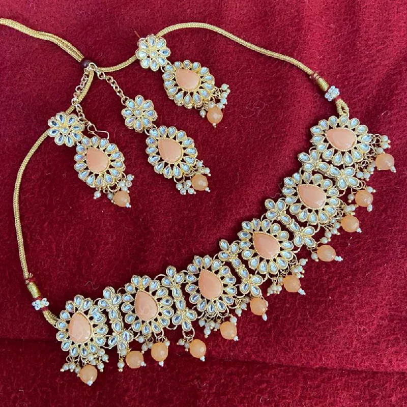 Vintage Necklace Sets-Sai Fashion Gold Plated Kundan Stone Necklace Set