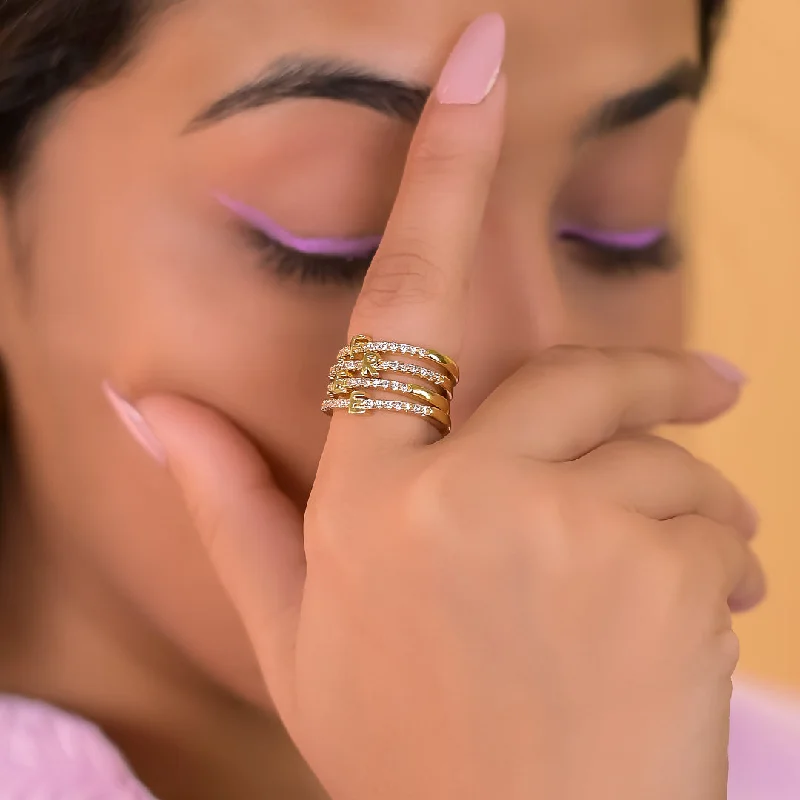 Large Emerald Rings-Plain Initial Ring