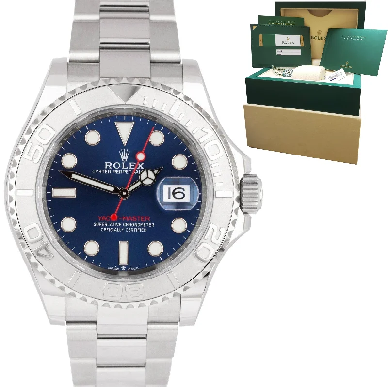 Elegant Designer Watches for Men-MINT 2020 Rolex Yacht-Master 40mm Blue Stainless Steel Oyster Watch 126622 B+P