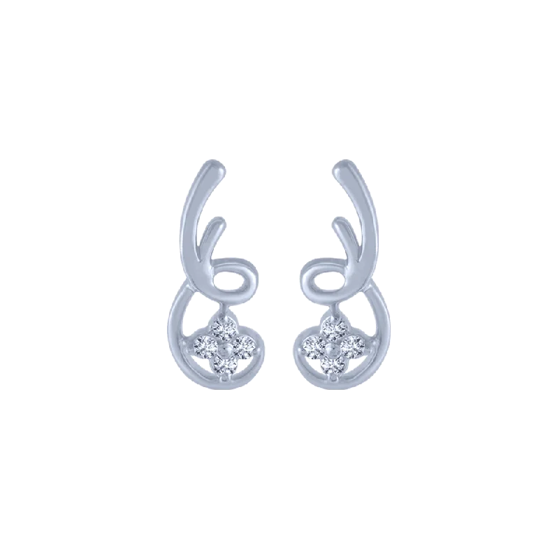 Handmade Earrings Online-18KT (750) White Gold And Diamond Stud Earrings For Women