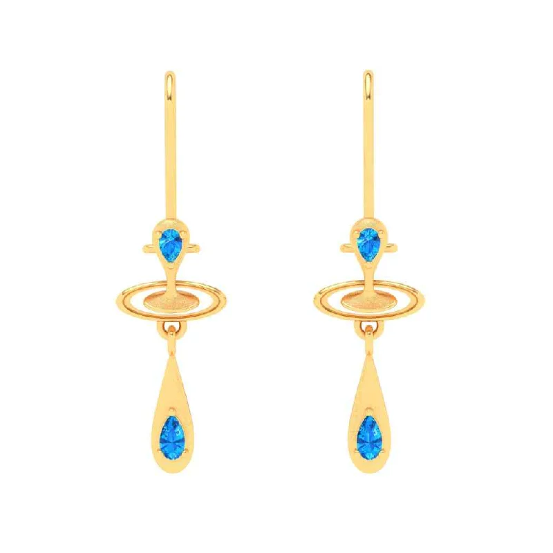 Eco-Conscious Earrings-Gold Earrings With Solid Design & Blue Gems From Amazea Collection