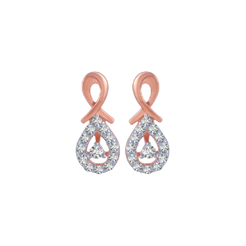 Black Pearl Earrings-18KT (750) Rose Gold And Diamond Stud Earrings For Women