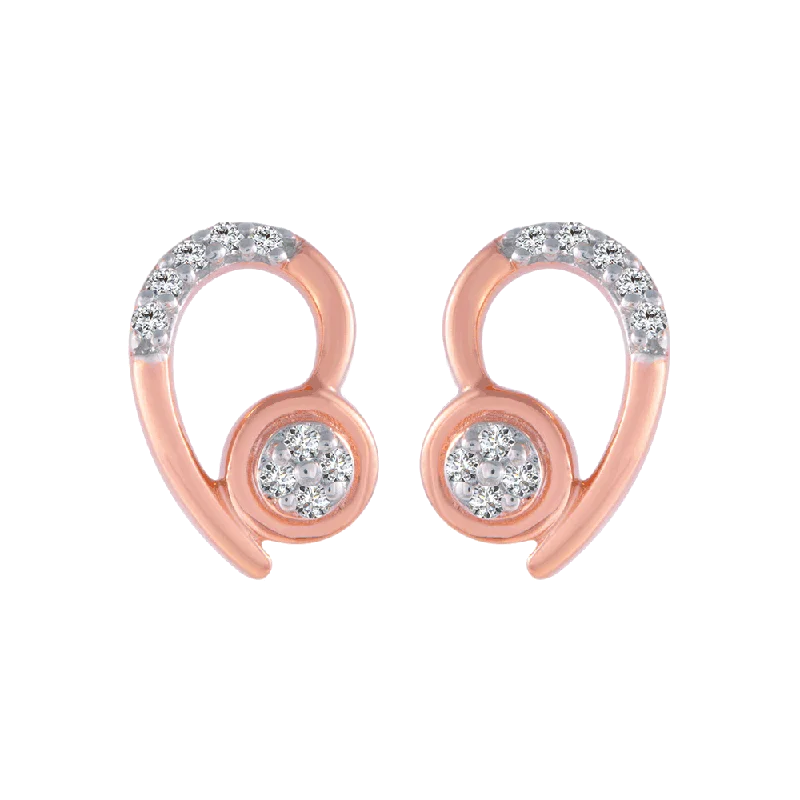 Minimalist Earrings for Work-18KT (750) Rose Gold And Diamond Stud Earrings For Women