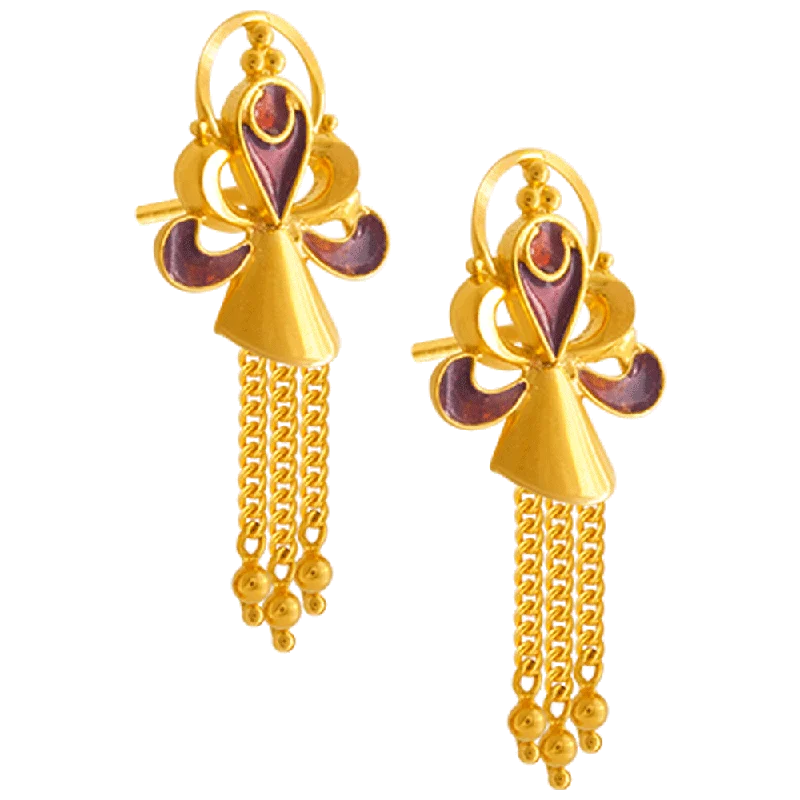 Wedding Earrings for Guests-22KT Yellow Gold Jhumki Earrings For Women