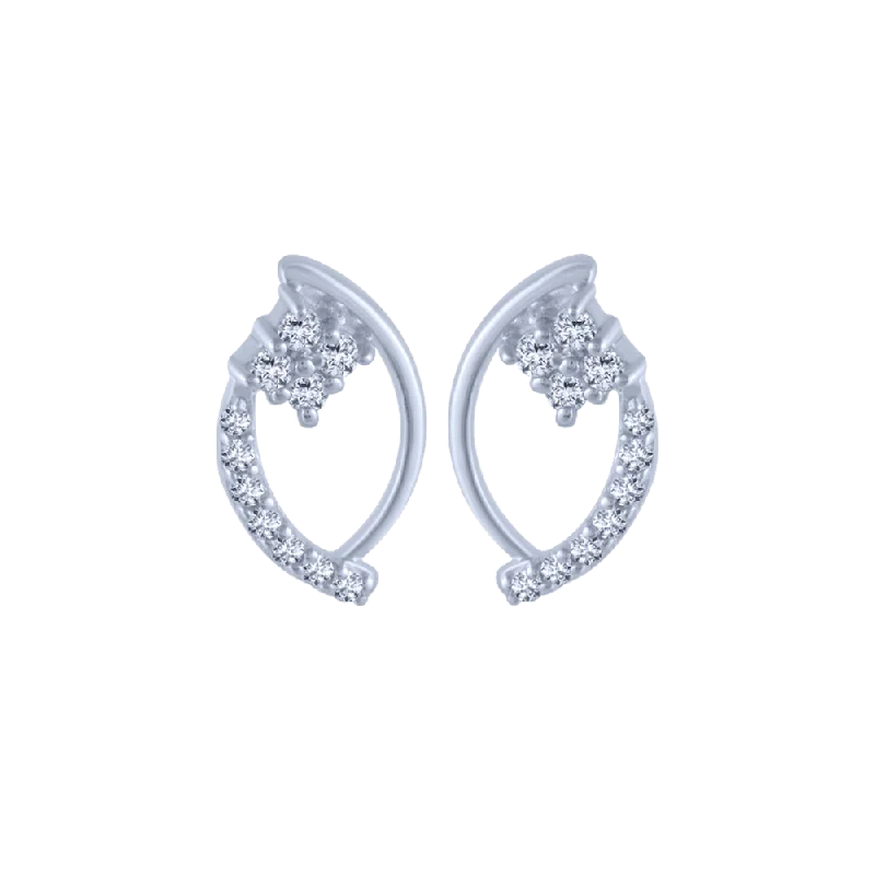 Abstract Earrings for Women-18KT (750) White Gold And Diamond Stud Earrings For Women