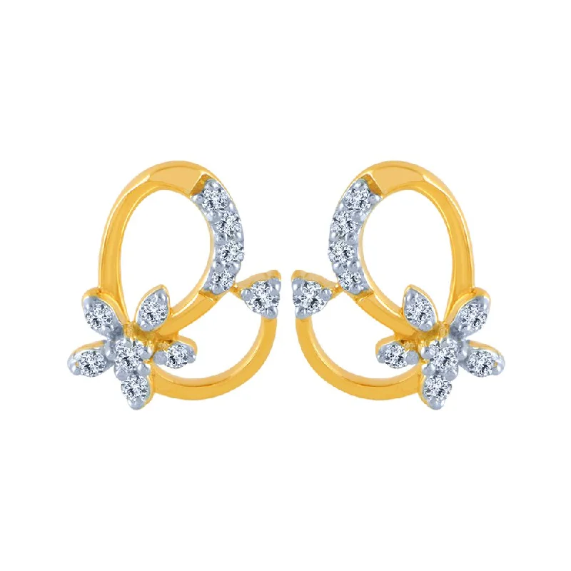 Lightweight Earrings-18k (750) Yellow Gold And Diamond Stud Earrings For Women