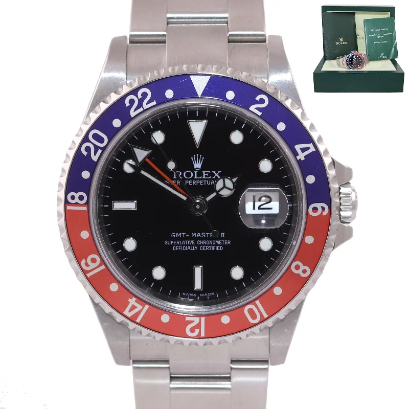 Smart Watches with Music Control-2007 UNPOLISHED Rolex GMT-Master 2 Pepsi Steel 16710 Error Rectangular Watch Box