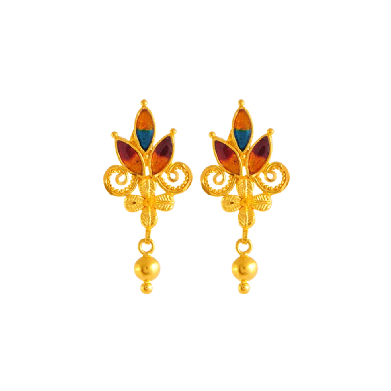 Handcrafted Silver Earrings-22KT Yellow Gold Jhumki Earrings For Women