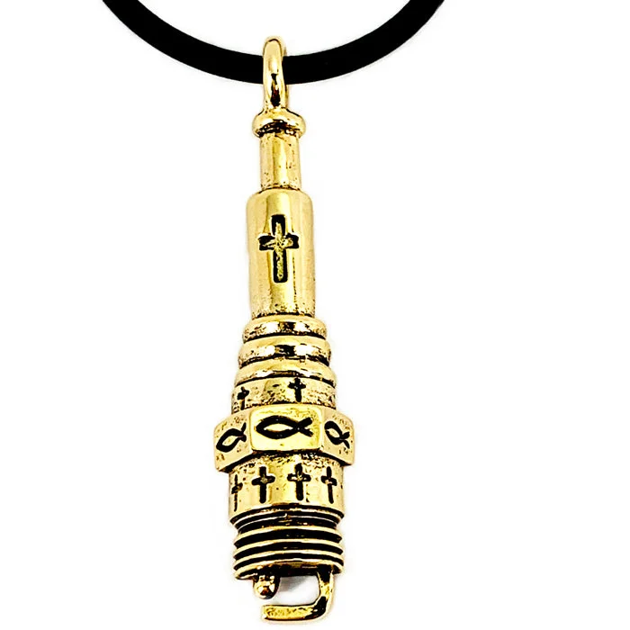 Minimalist Pendant Necklaces-Spark Plug  Gold Necklace