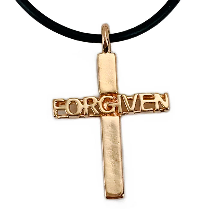 Designer Heart Necklaces-Forgiven Cross Rose Gold Necklace