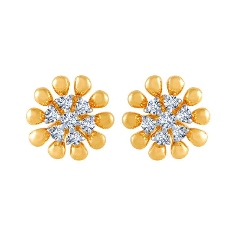 Bridal Earrings for Bridesmaids-18k (750) Yellow Gold And Diamond Stud Earrings For Women