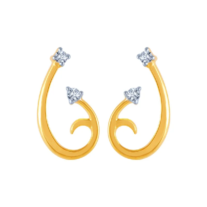 Colorful Beaded Earrings-18k (750) Yellow Gold And Diamond Stud Earrings For Women