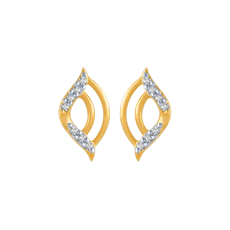 Diamond Stud Earrings-18KT (750) Yellow Gold And Diamond Stud Earrings For Women