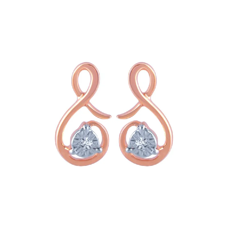 Artistic Earrings for Women-18k (750) Rose Gold And Diamond Stud Earrings For Women