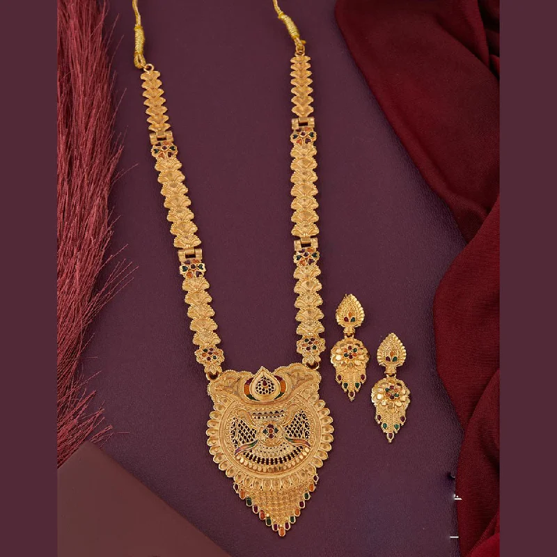 Classic Diamond Pendant Necklaces-Kalpna Sales Gold Plated Meenakari Necklace Set