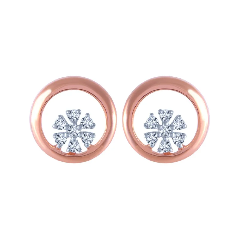 Artisanal Earrings for Sale-18KT (750) Rose Gold And Diamond Stud Earrings For Women