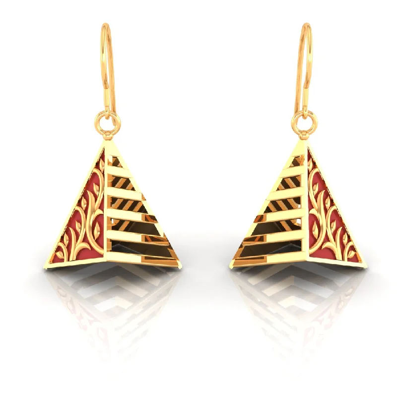 Abstract Earrings for Women-14k Exquisite Gold Earrings In A Reddish Conical Shape